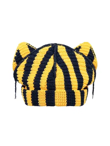 Charles Jeffrey Loverboy Men's Chunky Ears Beanie - Yellow Navy | Thumbnail 2 Charles Jeffrey Loverboy Men's Chunky Ears Beanie - Yellow Navy | Thumbnail 2