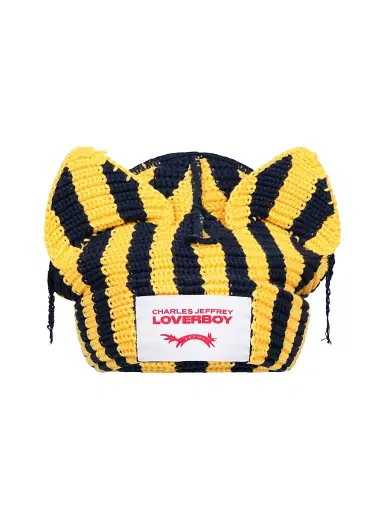 Charles Jeffrey Loverboy Men's Chunky Ears Beanie - Yellow Navy | Thumbnail 1 Charles Jeffrey Loverboy Men's Chunky Ears Beanie - Yellow Navy | Thumbnail 1