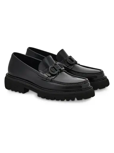 FERRAGAMO Men's Patent Leather Lug-Sole Loafers - Nero | Thumbnail 2 FERRAGAMO Men's Patent Leather Lug-Sole Loafers - Nero | Thumbnail 2
