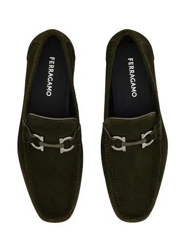 FERRAGAMO Men's Gancini Suede Loafers - Loden | Thumbnail 3 FERRAGAMO Men's Gancini Suede Loafers - Loden | Thumbnail 3