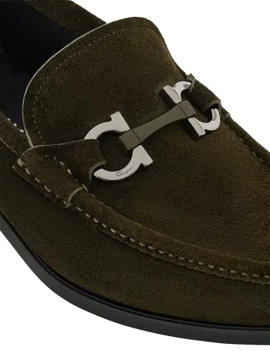 FERRAGAMO Men's Gancini Suede Loafers - Loden | Thumbnail 6 FERRAGAMO Men's Gancini Suede Loafers - Loden | Thumbnail 6