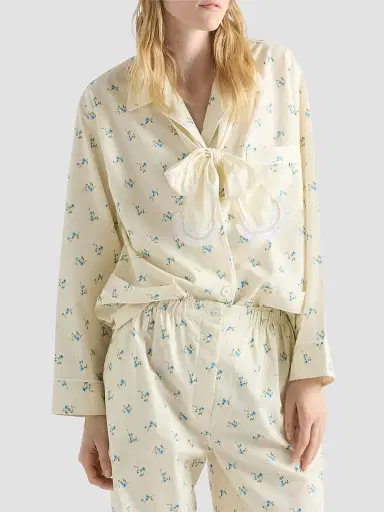 Prada Women's Bouquet Print Old Canvas Shirt - Beige - Size 6 | Thumbnail 2 Prada Women's Bouquet Print Old Canvas Shirt - Beige - Size 6 | Thumbnail 2