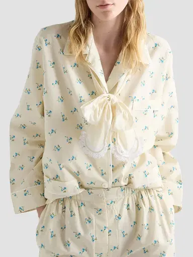 Prada Women's Bouquet Print Old Canvas Shirt - Beige - Size 6 | Thumbnail 3 Prada Women's Bouquet Print Old Canvas Shirt - Beige - Size 6 | Thumbnail 3