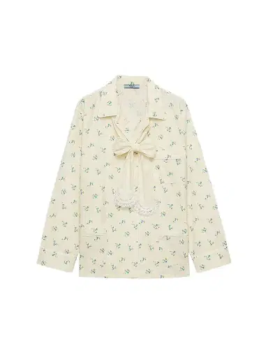Prada Women's Bouquet Print Old Canvas Shirt - Beige - Size 6 | Thumbnail 1 Prada Women's Bouquet Print Old Canvas Shirt - Beige - Size 6 | Thumbnail 1