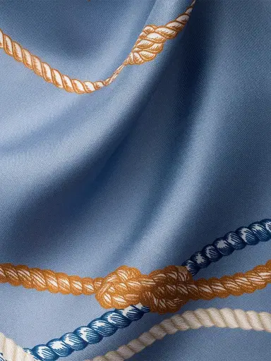 Prada Women's Printed Silk Twill Scarf - Blue | Thumbnail 3 Prada Women's Printed Silk Twill Scarf - Blue | Thumbnail 3