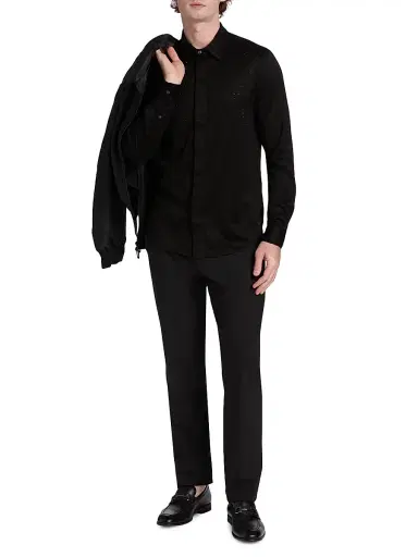 Emporio Armani Men's Clubwear Capsule Rhinestone Sport Shirt - Black | Thumbnail 2 Emporio Armani Men's Clubwear Capsule Rhinestone Sport Shirt - Black | Thumbnail 2