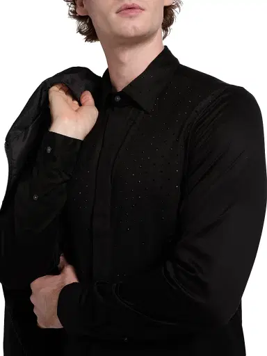 Emporio Armani Men's Clubwear Capsule Rhinestone Sport Shirt - Black | Thumbnail 6 Emporio Armani Men's Clubwear Capsule Rhinestone Sport Shirt - Black | Thumbnail 6