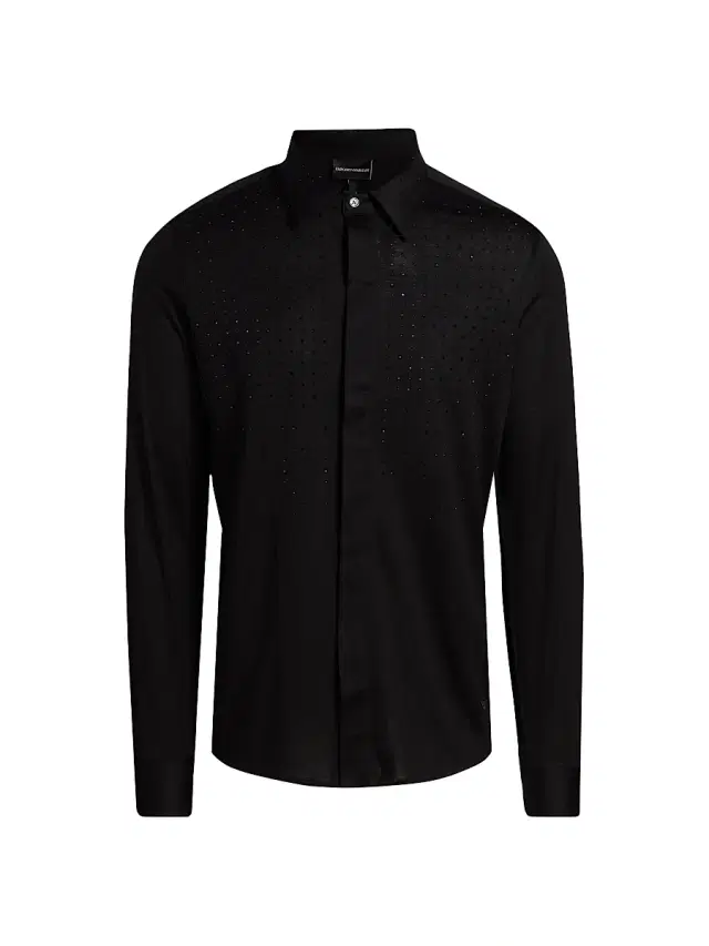 Men's Clubwear Capsule Rhinestone Sport Shirt - Black Men's Clubwear Capsule Rhinestone Sport Shirt - Black