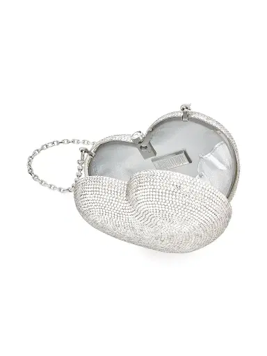 Judith Leiber Couture Women's Petite Heart Crystal-Embellished Clutch - Silver | Thumbnail 2 Judith Leiber Couture Women's Petite Heart Crystal-Embellished Clutch - Silver | Thumbnail 2