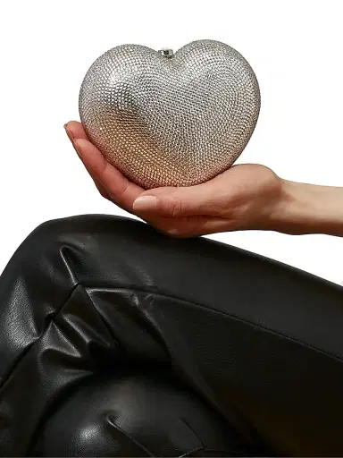 Judith Leiber Couture Women's Petite Heart Crystal-Embellished Clutch - Silver | Thumbnail 4 Judith Leiber Couture Women's Petite Heart Crystal-Embellished Clutch - Silver | Thumbnail 4