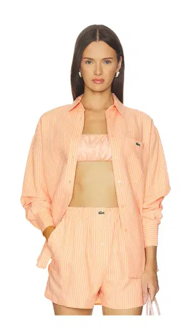 Lacoste Oversized Fit Toile Shirt | Thumbnail 1 Lacoste Oversized Fit Toile Shirt | Thumbnail 1