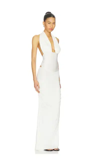 Indah Amanda Solid Halter Maxi Dress | Thumbnail 2 Indah Amanda Solid Halter Maxi Dress | Thumbnail 2