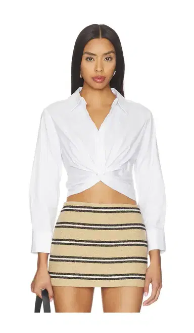 Alice + Olivia Alice + Olivia Phebe Twist Longesleeve Cropped Blouse | Thumbnail 1 Alice + Olivia Alice + Olivia Phebe Twist Longesleeve Cropped Blouse | Thumbnail 1
