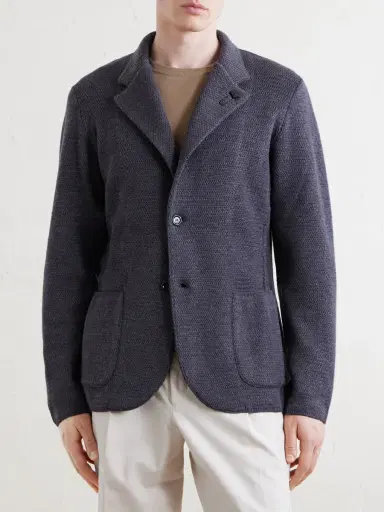 Lardini Knitted Virgin Wool Blazer - Men | Thumbnail 3 Lardini Knitted Virgin Wool Blazer - Men | Thumbnail 3
