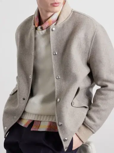 ELEVENTY Wool and Cashmere-Blend Herringbone Bomber Jacket - Men | Thumbnail 5 ELEVENTY Wool and Cashmere-Blend Herringbone Bomber Jacket - Men | Thumbnail 5