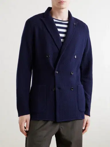 Lardini Double-Breasted Knitted Virgin Wool Blazer - Men | Thumbnail 3 Lardini Double-Breasted Knitted Virgin Wool Blazer - Men | Thumbnail 3