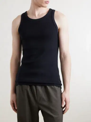 Auralee Ribbed Organic Cotton-Jersey Tank Top - Men | Thumbnail 3 Auralee Ribbed Organic Cotton-Jersey Tank Top - Men | Thumbnail 3