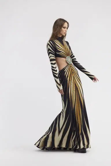 Roberto Cavalli Cut-out knit dress with Ray of Gold print | Thumbnail 4 Roberto Cavalli Cut-out knit dress with Ray of Gold print | Thumbnail 4