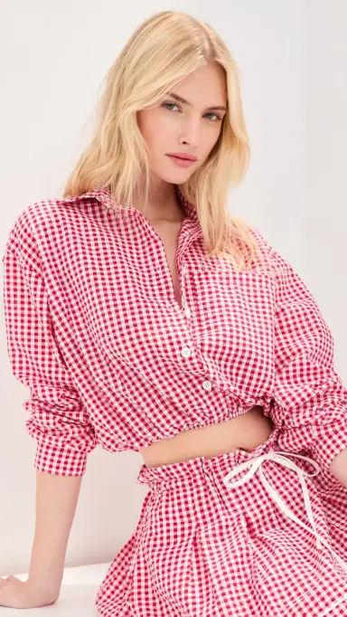 LE BOP Wylie Button Down Shirt Red Check L | Thumbnail 2 LE BOP Wylie Button Down Shirt Red Check L | Thumbnail 2