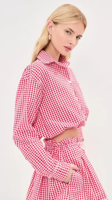 LE BOP Wylie Button Down Shirt Red Check L | Thumbnail 5 LE BOP Wylie Button Down Shirt Red Check L | Thumbnail 5
