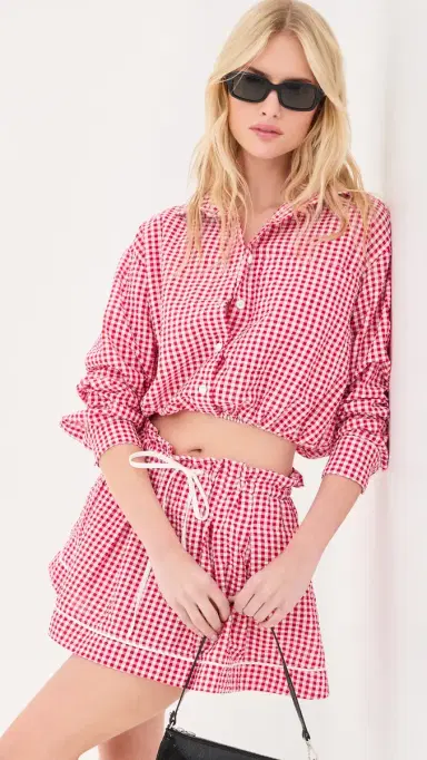 LE BOP Wylie Button Down Shirt Red Check L | Thumbnail 6 LE BOP Wylie Button Down Shirt Red Check L | Thumbnail 6