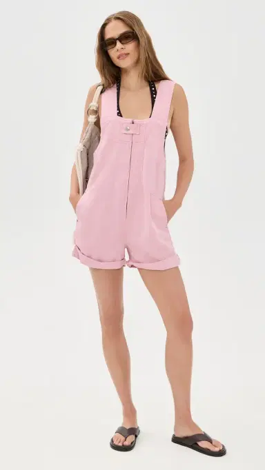 Free People Jude Short Overalls Pink Parfait | Thumbnail 2 Free People Jude Short Overalls Pink Parfait | Thumbnail 2