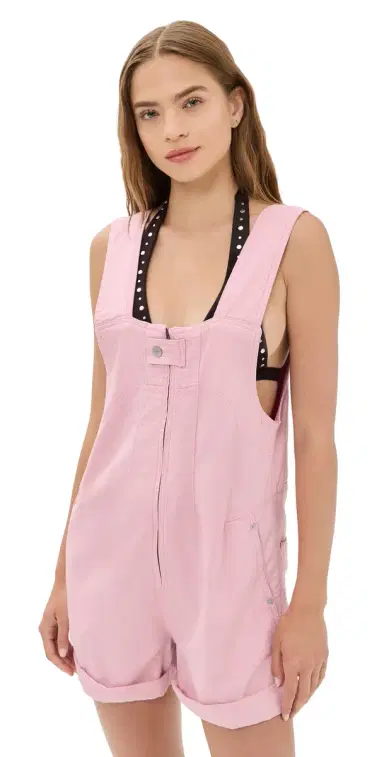 Free People Jude Short Overalls Pink Parfait | Thumbnail 1 Free People Jude Short Overalls Pink Parfait | Thumbnail 1