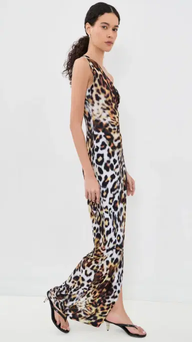 Norma Kamali Drop Shoulder Fitted Gown with Side Slit Urban Animal M | Thumbnail 4 Norma Kamali Drop Shoulder Fitted Gown with Side Slit Urban Animal M | Thumbnail 4