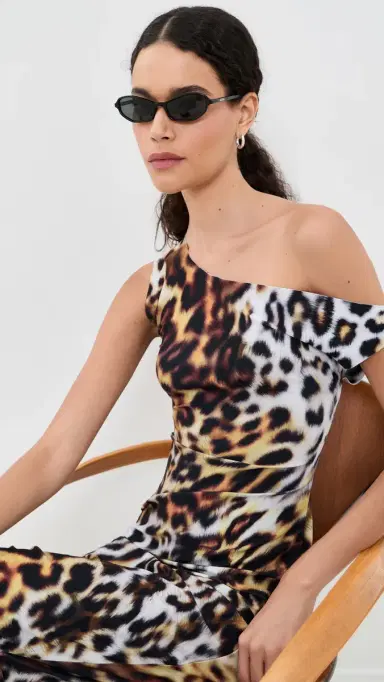 Norma Kamali Drop Shoulder Fitted Gown with Side Slit Urban Animal M | Thumbnail 5 Norma Kamali Drop Shoulder Fitted Gown with Side Slit Urban Animal M | Thumbnail 5
