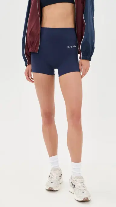 Sporty & Rich ignature Logo Mini Biker Shorts Dark Navy White | Thumbnail 2 Sporty & Rich ignature Logo Mini Biker Shorts Dark Navy White | Thumbnail 2