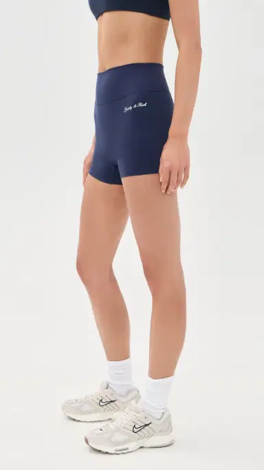 Sporty & Rich ignature Logo Mini Biker Shorts Dark Navy White | Thumbnail 4 Sporty & Rich ignature Logo Mini Biker Shorts Dark Navy White | Thumbnail 4