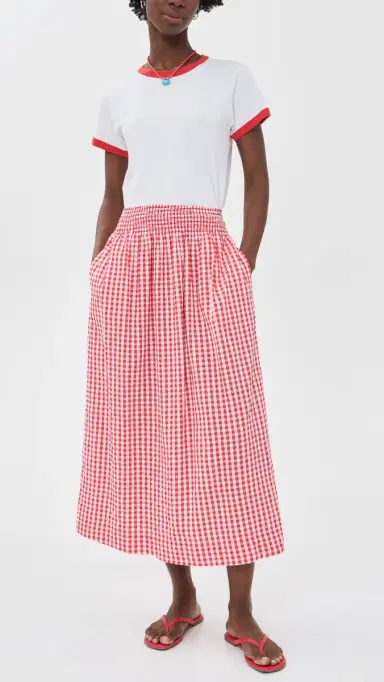 Splendid Gigi Gingham Midi Skirt Firework/White | Thumbnail 5 Splendid Gigi Gingham Midi Skirt Firework/White | Thumbnail 5
