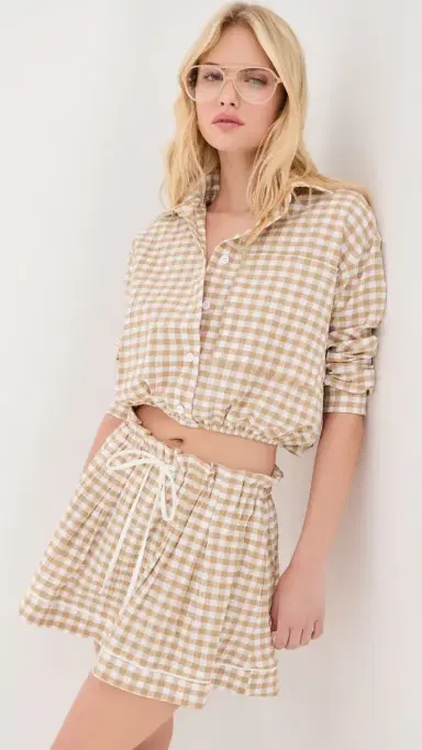 LE BOP adeline Mini Skirt Khaki Check | Thumbnail 6 LE BOP adeline Mini Skirt Khaki Check | Thumbnail 6