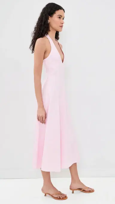 WAYF Heidi Halter Midi Dress Light Pink | Thumbnail 4 WAYF Heidi Halter Midi Dress Light Pink | Thumbnail 4