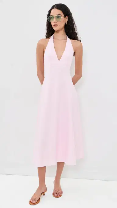 WAYF Heidi Halter Midi Dress Light Pink | Thumbnail 5 WAYF Heidi Halter Midi Dress Light Pink | Thumbnail 5