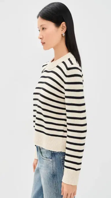 Sold Out NYC The Favorite Crew Stripe Pullover Black & Cream Stripe | Thumbnail 4 Sold Out NYC The Favorite Crew Stripe Pullover Black & Cream Stripe | Thumbnail 4