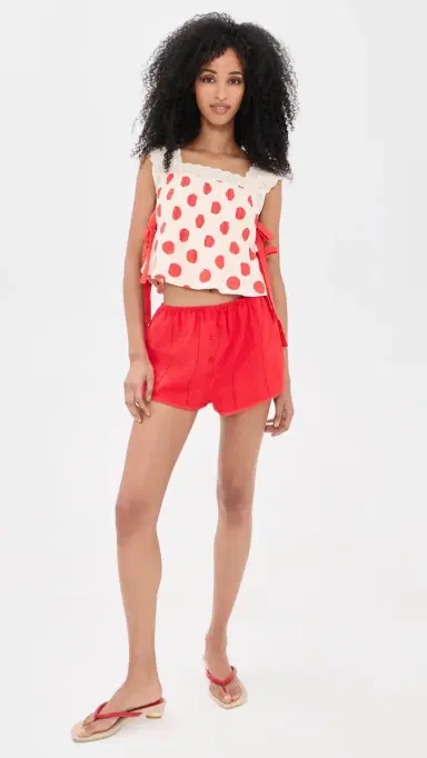Bailey Rose Mini Eyelet Shorts Cherry Tomato | Thumbnail 5 Bailey Rose Mini Eyelet Shorts Cherry Tomato | Thumbnail 5