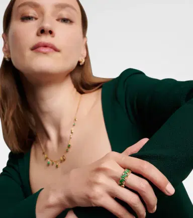 Suzanne Kalan Shimmer Audrey 18kt yellow gold ring with emeralds and diamonds | Thumbnail 5 Suzanne Kalan Shimmer Audrey 18kt yellow gold ring with emeralds and diamonds | Thumbnail 5