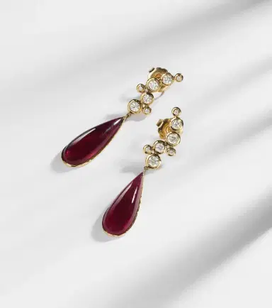 Octavia Elizabeth Floating Nesting Gem 18kt gold drop earrings with diamonds and rubellites | Thumbnail 2 Octavia Elizabeth Floating Nesting Gem 18kt gold drop earrings with diamonds and rubellites | Thumbnail 2