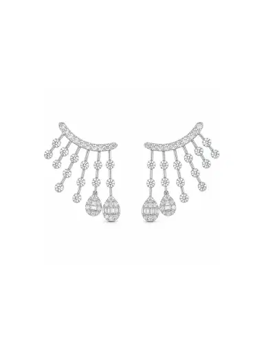 Wish Fine Jewelry 1.20ct Diamond 14K Gold Cluster Climber Earrings | Thumbnail 1 Wish Fine Jewelry 1.20ct Diamond 14K Gold Cluster Climber Earrings | Thumbnail 1