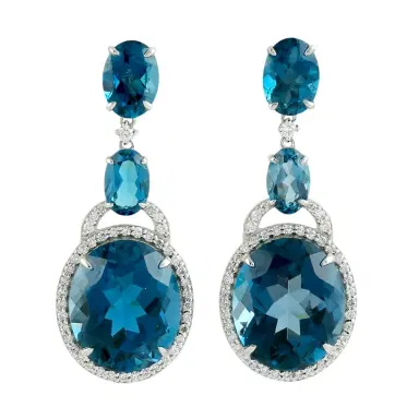 Wish Fine Jewelry 16.22ct Topaz Diamond 14K Drop Earrings | Thumbnail 1 Wish Fine Jewelry 16.22ct Topaz Diamond 14K Drop Earrings | Thumbnail 1