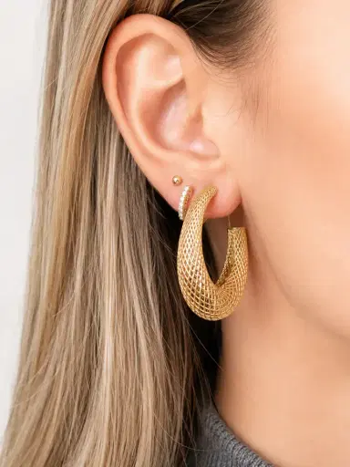 Wish Fine Jewelry 18K Gold Statement Geometric Hoop Earrings | Thumbnail 2 Wish Fine Jewelry 18K Gold Statement Geometric Hoop Earrings | Thumbnail 2