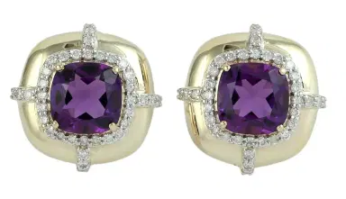 Wish Fine Jewelry 4.60ct Amethyst Diamond 14K Gold Stud Earrings | Thumbnail 1 Wish Fine Jewelry 4.60ct Amethyst Diamond 14K Gold Stud Earrings | Thumbnail 1