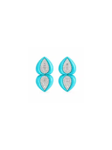 Wish Fine Jewelry 9.58ct Diamond Turquoise 18K Gold Drop Earrings | Thumbnail 1 Wish Fine Jewelry 9.58ct Diamond Turquoise 18K Gold Drop Earrings | Thumbnail 1