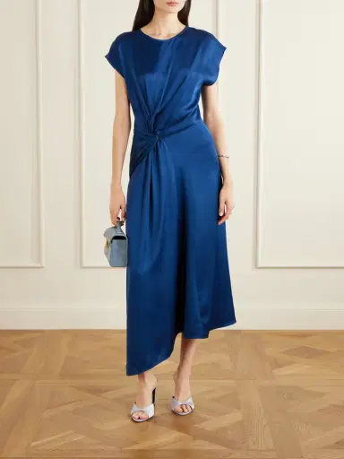 Victoria Beckham Aria Twisted-front Satin Midi Dress | Thumbnail 2 Victoria Beckham Aria Twisted-front Satin Midi Dress | Thumbnail 2