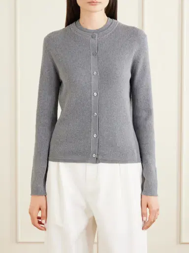 Lisa Yang Abeena Ribbed Cotton And Cashmere-blend Cardigan | Thumbnail 3 Lisa Yang Abeena Ribbed Cotton And Cashmere-blend Cardigan | Thumbnail 3