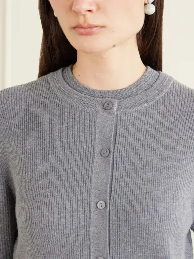 Lisa Yang Abeena Ribbed Cotton And Cashmere-blend Cardigan | Thumbnail 5 Lisa Yang Abeena Ribbed Cotton And Cashmere-blend Cardigan | Thumbnail 5