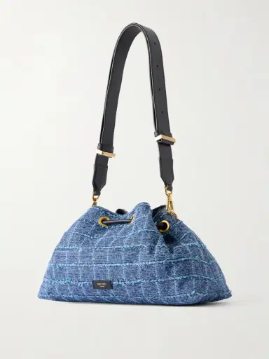 Jimmy Choo Cinch Medium Leather-trimmed Denim Shoulder Bag | Thumbnail 4 Jimmy Choo Cinch Medium Leather-trimmed Denim Shoulder Bag | Thumbnail 4
