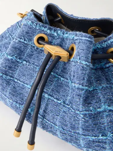 Jimmy Choo Cinch Medium Leather-trimmed Denim Shoulder Bag | Thumbnail 5 Jimmy Choo Cinch Medium Leather-trimmed Denim Shoulder Bag | Thumbnail 5