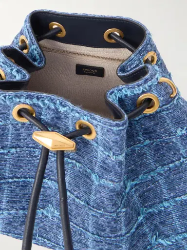 Jimmy Choo Cinch Medium Leather-trimmed Denim Shoulder Bag | Thumbnail 6 Jimmy Choo Cinch Medium Leather-trimmed Denim Shoulder Bag | Thumbnail 6